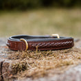 Load image into Gallery viewer, Leather dog collar with braided design
