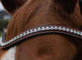 Load image into Gallery viewer, Cognac Stirnriemen Classic mit klaren Steinen von der Marke Ascot Reitsport.
