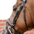 Load image into Gallery viewer, Backenstücke mit Schnalle - Ascot Reitsportschwarz mit silbernen Beschlägen1.5 cm (breit)