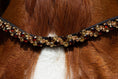 Load image into Gallery viewer, Brauner Stirnriemen Star (Nr. 101.) mit verschieden großen braun/ goldenen Strasssteinen von der Marke Ascot Reitsportartikel