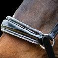 Load image into Gallery viewer, Nasenriemen Hannover beidseitig zu verschnallen - Ascot Reitsportschwarz lack/ silberner Strass mit silbernen Beschlägen