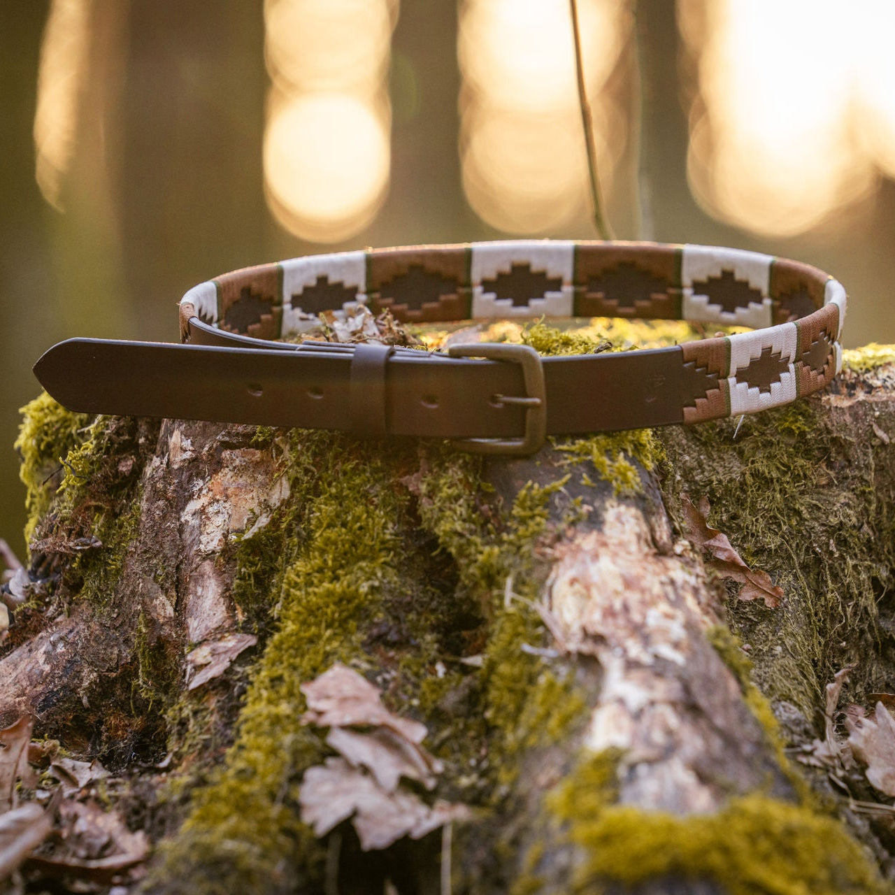 brauner Gürtel im Polo-Design