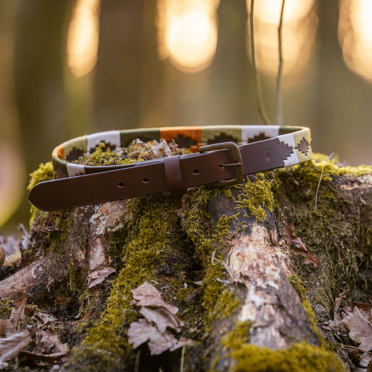 brauner Gürtel im Polo-Design