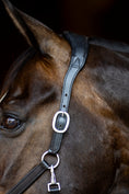 Load image into Gallery viewer, Leather halter with patent and rhinestone noseband

