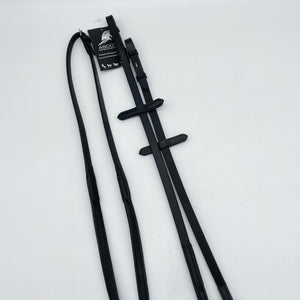 Softleder Zügel mit einer Seite Gummi (schwarz)